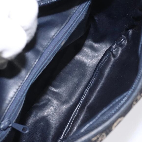 CELINE C Sulky Shoulder Bag Canvas Navy Gold Auth - Picture 2 of 16